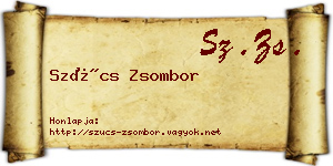 Szűcs Zsombor névjegykártya