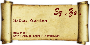 Szűcs Zsombor névjegykártya